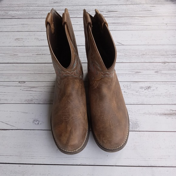 Ariat Women's Leather Embroidered Ranch Western Equestrian Cowboy Boots Sz 9.5B - Picture 6 of 9